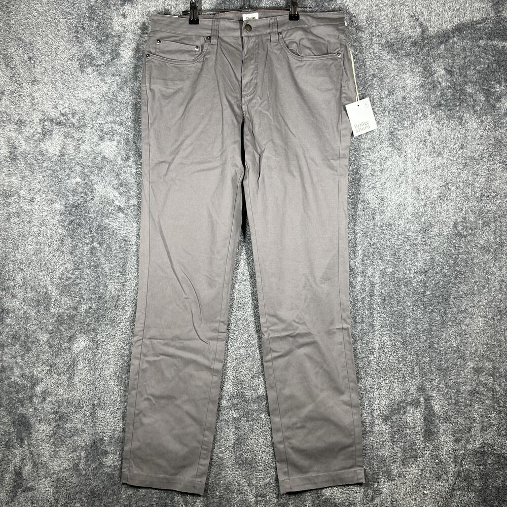 Bridge & Burn Pants Mens 34x32 Gray Chino Slim Tapered Stretch 5-Pocket